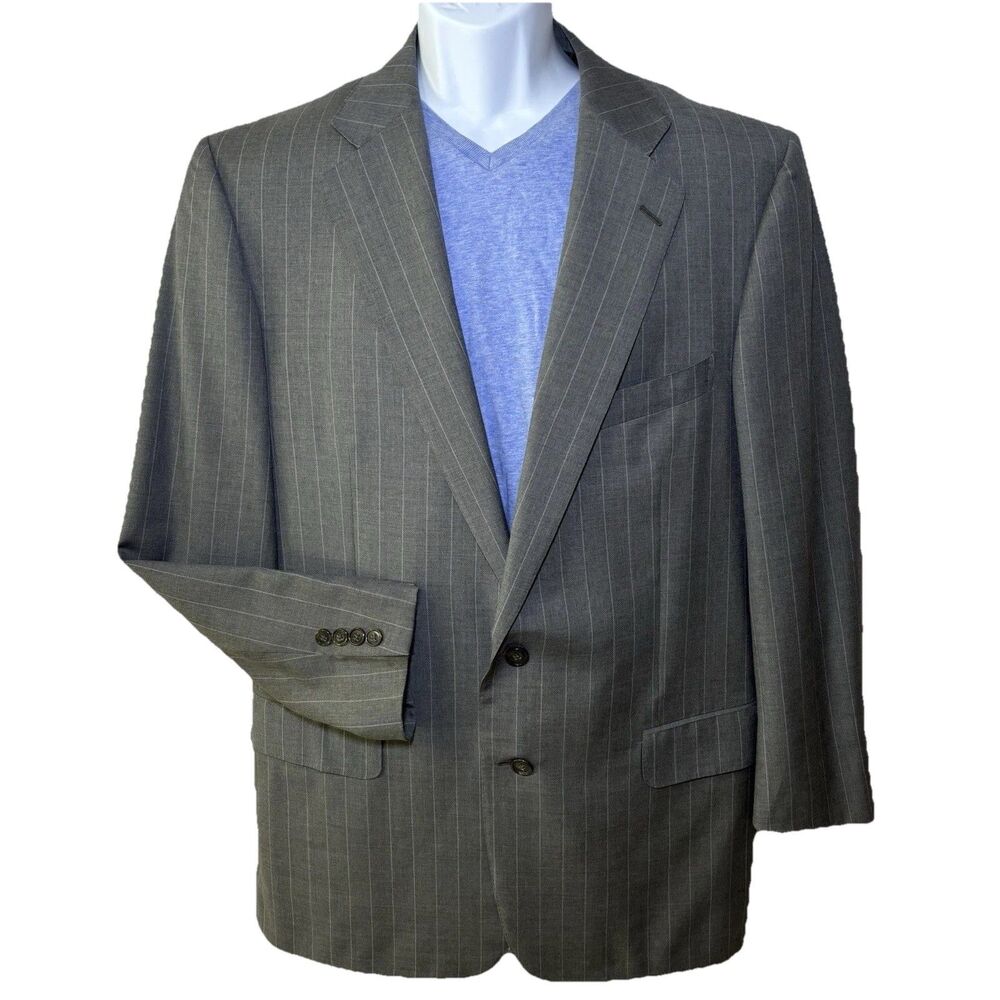 ERMENEGILDO ZEGNA Gray Striped Wool Blazer Sport Coat Jacket Italy 54 / US 42 R